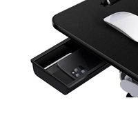 Hotsale Laptop Bureau Pvc Lederen Kantelbare Desktop Met Lade, Verstelbare Aluminium Poten Zwarte Laptop Studietafel