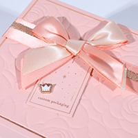 Boîte cadeau rigide rose personnalisée avec ruban, emballage cosmétique de luxe pour pots de crème de soin, impression de logo personnalisée