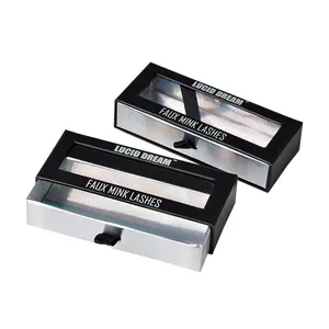 Wholesale Custom Made Lashbox Packaging Eyelash Extension Organizer Box Black Strip Lash Set Paper Packaging Box