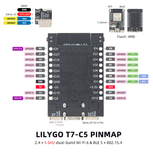 Lilyगो T7-C5 डेवलपमेंट बोर्ड ESP32-C5-MINI-1 मॉड्यूल डुअल-बैंड वाई-फाई 6 + 802.15.4 एमबी फ्लैश डुअल क्विकक इंटरफेस - Product Image 5