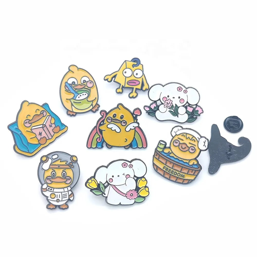 Wholesale cartoon metal gifts crafts cute food coffee drinks badges enamel custom soft enamel lapel pins