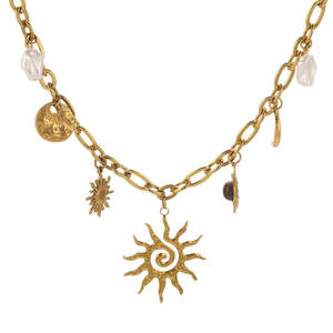 Collier pendentif soleil vintage personnalisé en acier inoxydable 316L, plaqué or 14K 18K PVD, bijoux fins, colliers tendance pour femmes - Product Image 5
