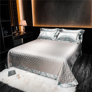Sang Trọng Lụa + Bông Duvet Bìa Jacquard Bạc 4 Mảnh Thiết Kế Bán Buôn Comforter Bộ Đồ Giường - Product Image 3