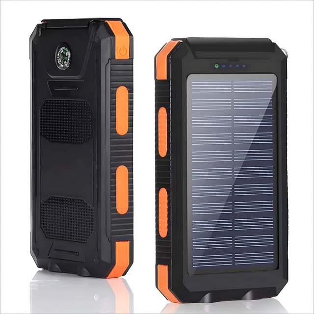 20000mAh Solar Power Bank with Dual USB & Type-C Input Waterproof Design Can Charge 2 Devices at Once Outdoor Power Supply