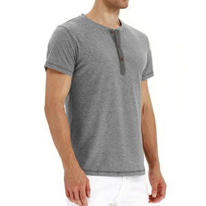 Summer T-<b>Shirt</b> European and American <b>Men</b> Short-Sleeve Tee <b>Henley</b> <b>Shirt</b> with Buttons - Product Image 6