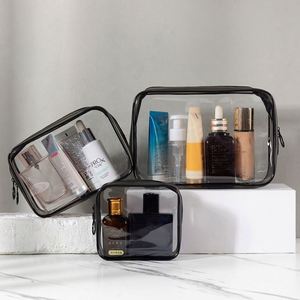 Bolsa de Aseo Transparente Impermeable de PVC para Viaje, Bolsa de Maquillaje Transparente con Logotipo Personalizado, Bolsa de Almacenamiento de Cosméticos de PVC Lavable, Juego de 3 Piezas - Product Image 3