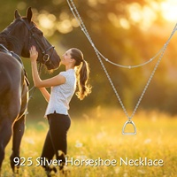 Bijoux de cheval Collier fer à cheval en argent sterling 925 Collier Lariat simple cheval Strirrup pour femmes filles