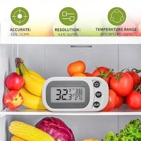 Termometer lemari es Digital tahan air, alat pengukur suhu kulkas dengan dudukan layar LCD besar