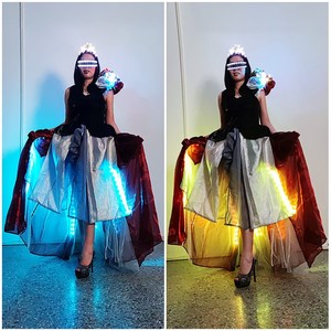 กระโปรงเรืองแสง LED สำหรับผู้หญิง ชุดแสดงบนเวที ชุดคอสเพลย์ GOGO บาร์ ชุดเดรสเรืองแสงพร้อมอุปกรณ์เสริมแท่งไฟ LED - Product Image 2