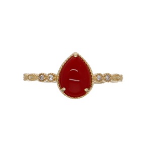 Blood Red Coral Oval Classic <b>Ring</b> 18K Gold Diamond Japanese Artisan Handmade Fine Jewelry Elegant <b>Statement</b> <b>Ring</b> Gift - Product Image 5