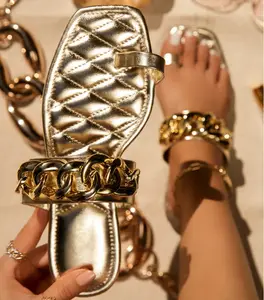 Sandalias bohemias informales para mujer, chanclas de talla grande con diamantes de imitación
