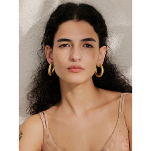 JINYOU 913 Allergie verhindern Hochwertige Metall gebürstete Edelstahl Vielseitige Schmuck Minimalist ische C-Form Ungewöhnliche Creolen - Product Image 5