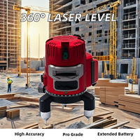 Niveau laser vert rotatif à 360 degrés DINLI, outil de mesure industriel/DIY, 5 lignes croisées 3D, fonctionnalités alimentées par batterie au lithium