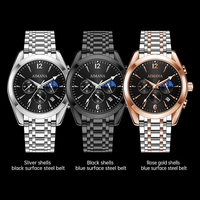 Montre-bracelet Debonair Gentleman, étanche 30m, bracelet en acier, cadran lumineux, boîtier rond, idéale pour le bureau, les réunions et les affaires