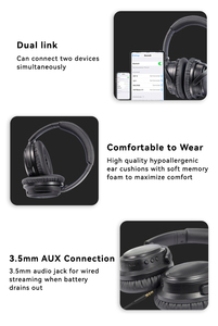 Venta caliente Qualcomm inalámbrico para auriculares 5,2 sobre la oreja Cancelación activa de ruido Modo ambiental Compatible con 2 <span class=keywords><strong>dispositivos</strong></span> bajos - Product Image 6