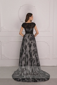 Ruolai مثير سكوب الرقبة الظهر فستان المساء مطرز يزين بالخرز قطار الاجتياح حزب اللباس للنساء - Product Image 3