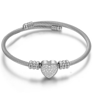 Bracelet en acier inoxydable en forme de cœur serti de diamants pour femmes, à porter au quotidien, 11 mm - Product Image 4