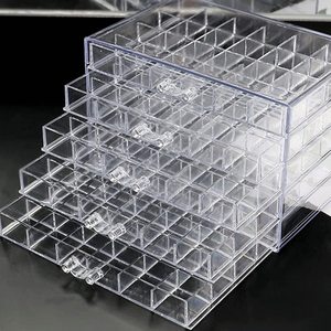 Küpe saklama kutusu akrilik takı depolama tutucu şeffaf takı ekran standı 5 çekmeceli 120 küçük bölmeli tepsi - Product Image 1
