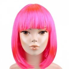 Perruque rose MK à cheveux simples - Product Image 1