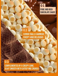 Choco Cup : <span class=keywords><strong>Mini</strong></span>-cornets de gaufrettes fourrés au chocolat, croustillants, en forme de haricots, en boîte, pour enfants, collation de loisirs - Product Image 3