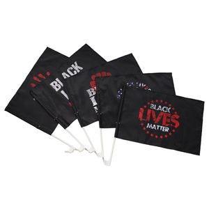 Hot Bán 100% Polyester Tùy Chỉnh Đồng Bằng Màu Đen Cờ Khuyến Mại Cửa Sổ Xe Cờ Với Nhựa Cực - Product Image 1