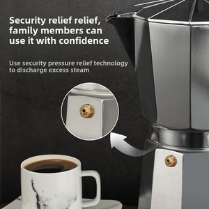 Moka italiano Design moderno <span class=keywords><strong>Gas</strong></span> ed elettrico fornelli Espresso macchina per caffè in alluminio senza BPA caffettiera 1 tazza di capacità - Product Image 4