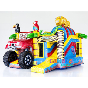 Springkastelen gonflable Amazon Safari Jungle Truck Bouncer Slide Combo Bouncing Jumper Castle Amusement Park pour enfants - Product Image 2