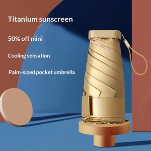 Parapluie Mini Portable Pliant 6 Baleines en Caoutchouc Doré avec Protection UV 50% et Logo - Product Image 4