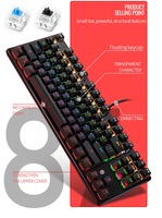 Desain khusus K400 Mekanikal Gaming USB kabel Keyboard 87 tombol multifungsi dengan lampu LED keren untuk penggunaan Laptop