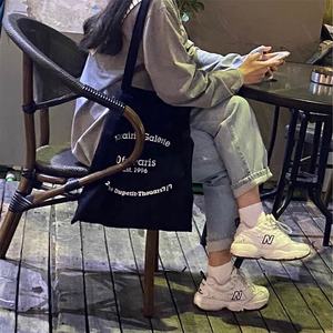 Nouveau sac fourre-tout en toile de coton Simple français parisien Logo imprimé personnalisé pour les étudiants navetteurs shopping usage quotidien - Product Image 2