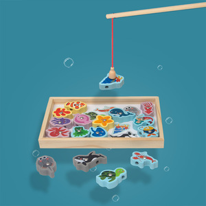 Jeu de pêche magnétique et de perles en bois pour enfants, entraînement précoce à la coordination œil-main et à la concentration, jeu de puzzle de bureau pour bébés - Product Image 2