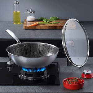 Vendedor caliente Utensilios de cocina híbridos Sartenes de cocina de acero inoxidable reutilizables Sartén antiadherente de nido de abeja ecológica Utensilios de cocina <span class=keywords><strong>hexclad</strong></span> - Product Image 1
