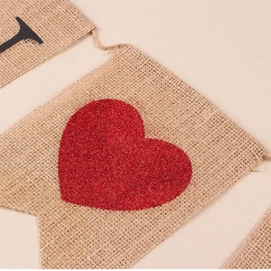 Bandera Decorativa de Arpillera con Estampado de Corazón, Bandera de Cola de Golondrina con Estampado de Corazón Rojo <span class=keywords><strong>para</strong></span> Decoración de Bodas - Product Image 5