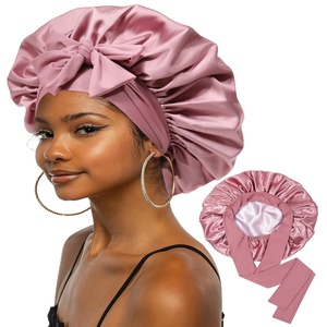 Custom Logo Foldable Extra Long Single Layer Silk Satin Bonnet Long Tail <b>Wrap</b> Braids Sleep Night Cap with Tie Band Hair Care - Product Image 1
