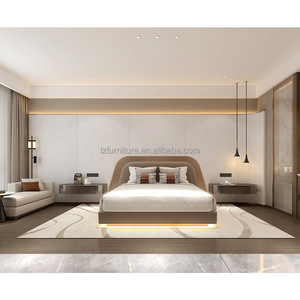 Cost-Effective Modern Minimalist Hotel Bedroom Furniture Sets <b>Queen</b> <b>Size</b> Wood Frame Upholstered <b>Bed</b> With Headboard & Nightstands - Product Image 6