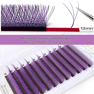 CoMango 3D W Cils en éventail bleus/violets à trois brins, volume C D, faux cils - Product Image 2