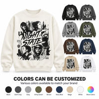 Sweat-shirt en molleton à col rond avec motif imprimé, 100% coton, impression DTG DTF, manches longues, pull-over décontracté, vêtements streetwear urbains