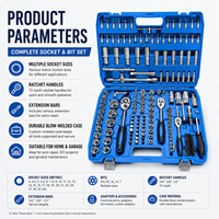 Ensemble d'outils de réparation automobile pour usage industriel et domestique, kit de clés à douilles, outils à main pour l'entretien des voitures