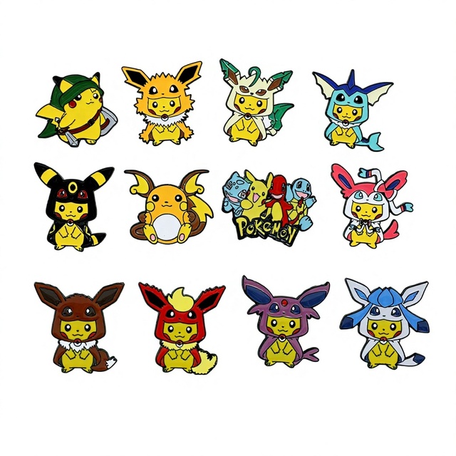 Pokemon Pikachu Cute Cartoon Creative Alloy Metal Badge Brooch Accessories Trendy Dripping Oil Technique