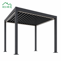 HESIWEI 3x3m Pergola de Luxe Moderne en Aluminium, Véranda Bioclimatique, Pavillon avec Toit à Lames Orientables Automatiques, Gazebo de Jardin Extérieur