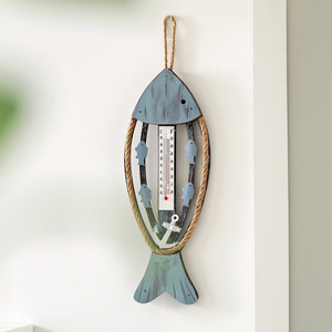 Termómetro de pared con diseño de pez mediterráneo, decoración de madera para sala de estar, decoración del hogar - Product Image 2