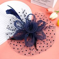 Hiasan Kepala Bulu Vintage Pengantin 2026, Tulle Fascinator untuk Pesta Halloween, Natal, Balapan, dan Pesta Dansa