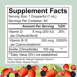 Zeolite Detox en Gotas Líquidas para Niños y Adultos, con Clinoptilolita, Vitaminas <span class=keywords><strong>B12</strong></span> y D Puras, Fórmula Vegana, Gran Venta - Product Image 3