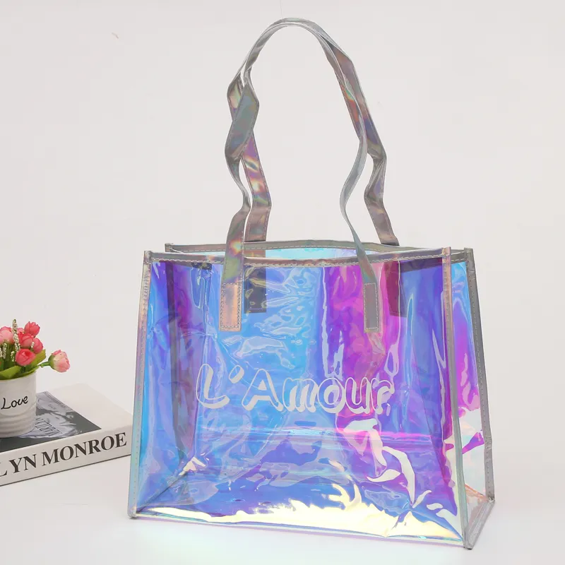 Hersteller kosmetische PVC-Tasche mit Logo Maßge schneiderte Kunststoff Material Typ PVC Kunststoff Pink Shopping Pvc Big Bag