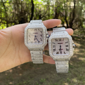 Hip Hop Bust Xuống Cơ Khí Đồng Hồ Đeo Tay Vuông Quay Iced out Moissanite Kim Cương Đồng Hồ Cho Nam Giới - Product Image 3