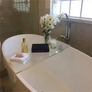Yageli design custom size clear acrylic hotel bath tray display organizer for soap wine