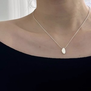 Collar de cadena ovalada de plata de ley S925 para mujer, cadena irregular cepillada lisa para suéter, diseño sencillo y moderno - Product Image 2