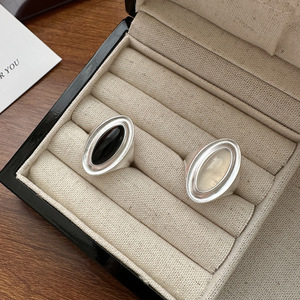 S925 Sterling Silver Korean Style Fashion <b>Ring</b> Niche Design Agate Matte Heavy Industry Personality Wholesale - Product Image 6
