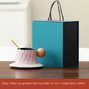 350ML Ceramic Coffee Cup And Plate Set Gift Box Couple Ceramic Mug Gift Box