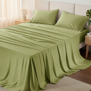 4PCs Cooling Breathable 300tc Bed Set 100% Bamboo Fiber <b>Sheets</b> <b>Queen</b> <b>Size</b> Deep Pocket Stitching Home Hotel Use - Product Image 3